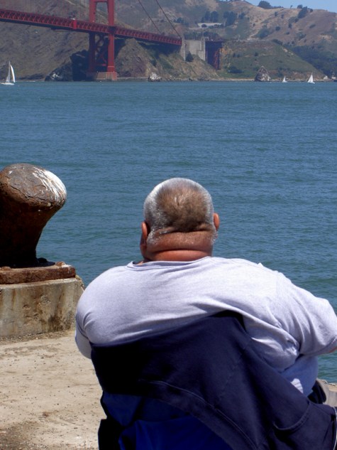 Fisherman near Golden Gate Bridge