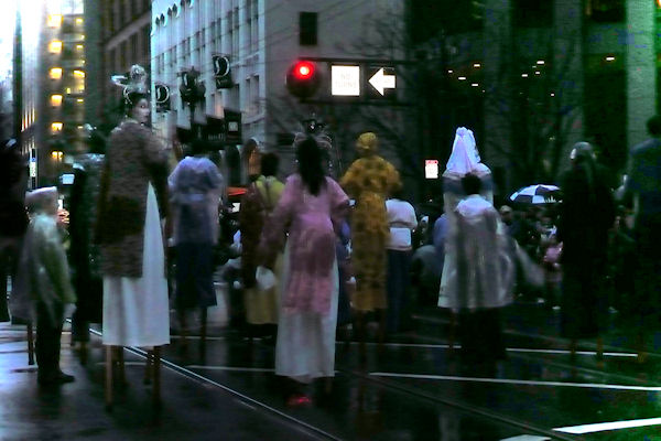 Children on stilts in Chinese New Year's parade in San Francisco