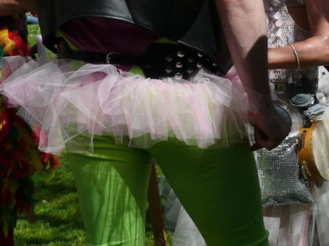 green tights with pink tutu by san francisco artist sarah curtiss