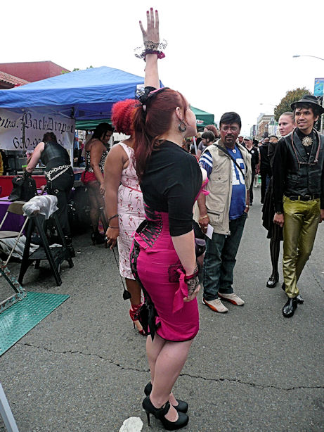 woman in pink corset posing